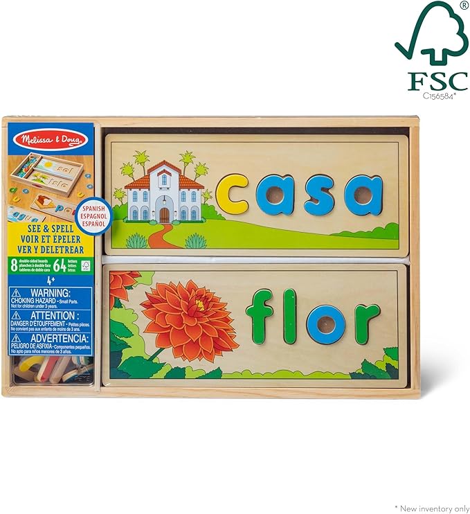 Melissa & Doug Spanish See & Spell Educational Language Learning Toy - FSC-Certified Materials