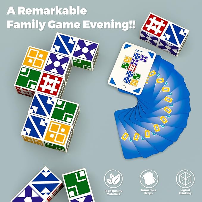 Matching Puzzle Game for Kids & Adults, Family Board Games Block for Boys & Girls Ages 4-8 8-12, 2+ Player Card Puzzles for Children 3+ Year Olds