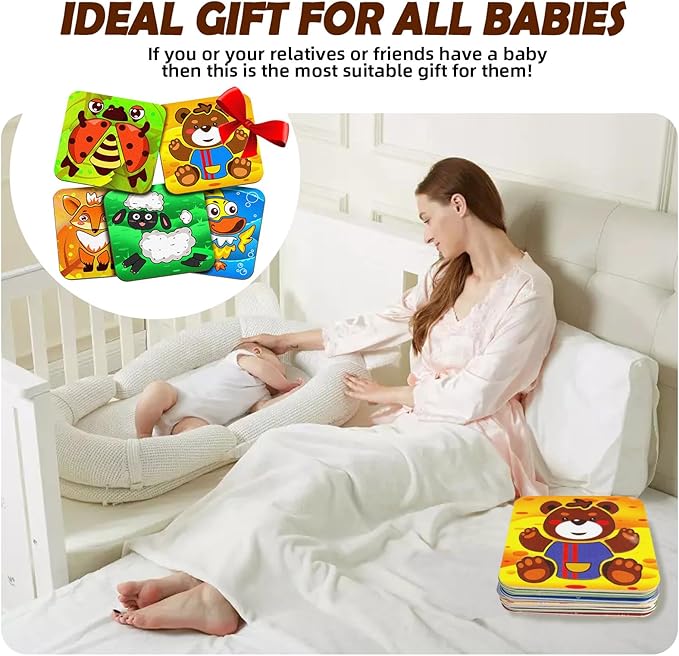 5 Sets Felt Puzzles for Toddlers 1-3, Toddlers 2-4,Animals Felt Puzzles Educational Montessori Toys Gifts for 1 2 3 Year Old Kids Learning Toy