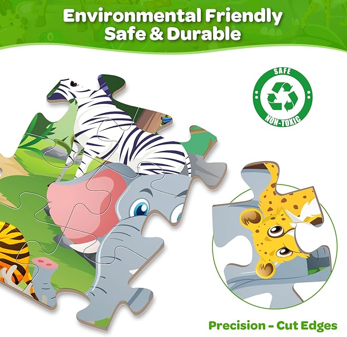 Animals Floor Puzzle for Kids - 48 Pieces Large Animals Jigsaw Puzzles for Kids 3-5 Year Old, Toddler Learning Preschool Educational Toys 12 Month+, Perfect Birthday Christmas Gifts for Boys Girls