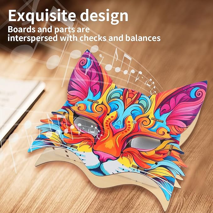 3D Wooden Puzzle Speaker, Graffiti Leopard Design with Dual Stereo Speakers, DIY Toy, Music Box for Adults/Kids, Unique Gift for Home/Office Decor