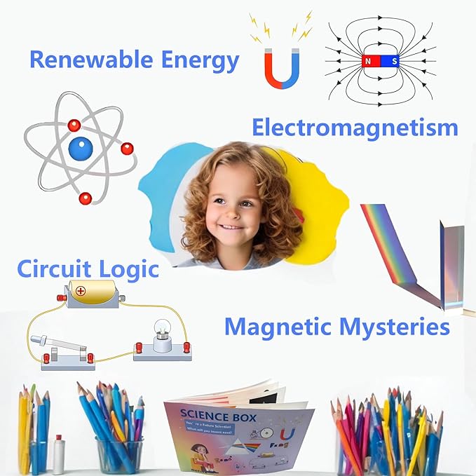 Delinx Science Experiments STEM Kit | Electromagnetism & Circuit Learning Set | Physics Lab Kit with Magnets, Solar Power, Magnetic Levitation | Educational Set for 6 7 8 9 10 12 Years Old Kids