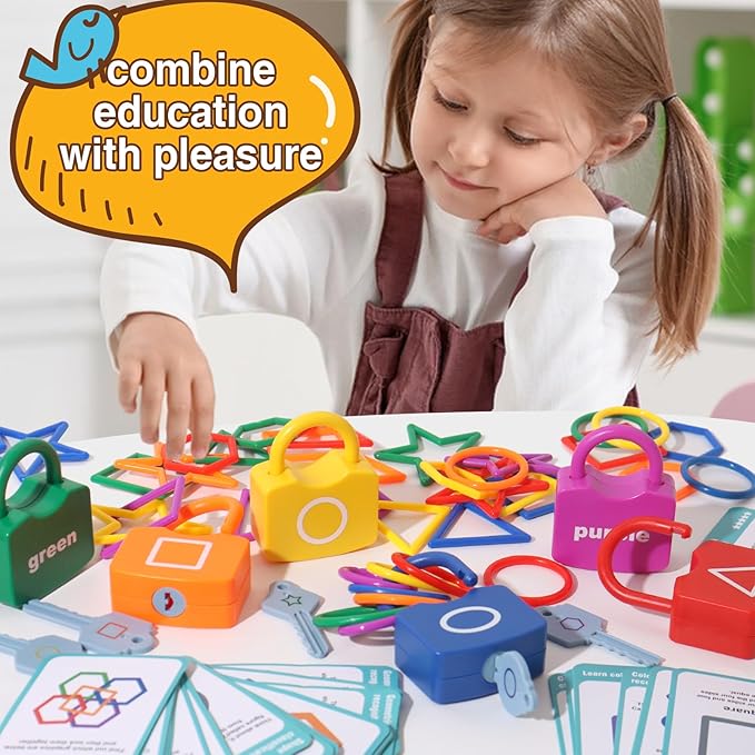 Montessori Learning Lock Toys, Color and Shape Classification Matching Games, Gifts for Boys and Girls Over 3 Years Old