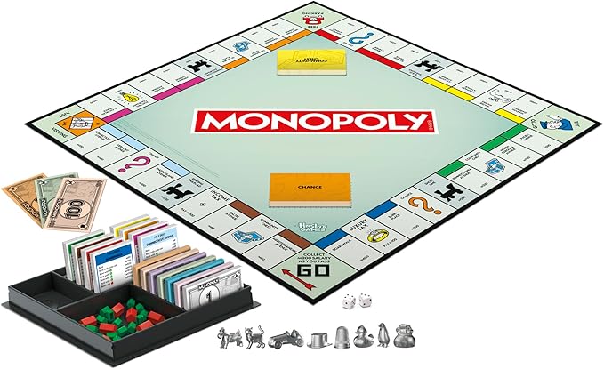 Monopoly Board Game | Classic Game with Storage Tray and Larger Tokens | Ages 8+ | 2 to 6 Players | Family Games for Kids and Adults | Kids Gifts