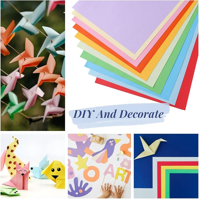 600 Sheets Colored Paper A4 Origami Printer Copy Multipurpose Printing Paper for DIY Craft Scrapbook Office 8.3" X 11.7", 10 Assorted Colors（70 gsm）