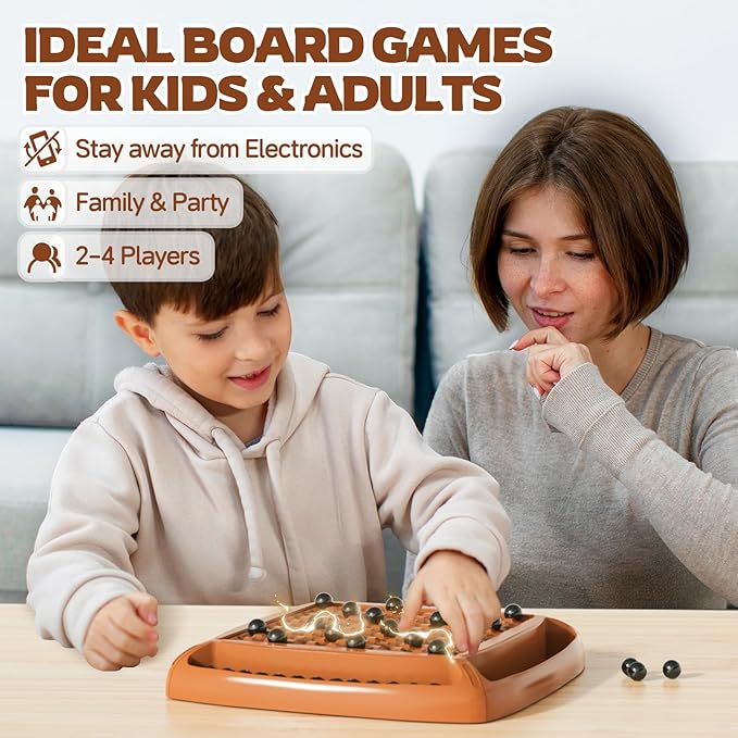 Magnetic Games Chess, Magnet Game Board Games for Kids and Adults, Magnet Chess Set Family Games Ideal for Family and Friend Game Night, 2-4 Players (Brown)