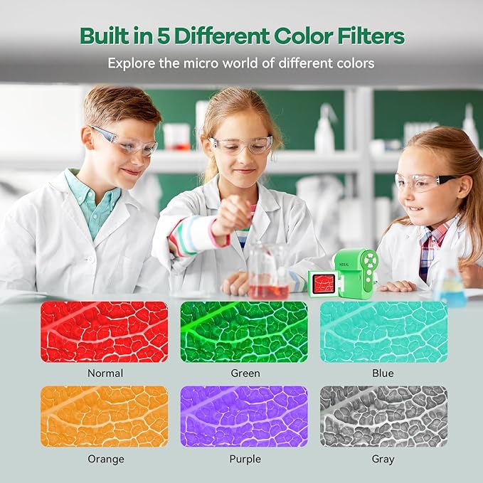 HP20 IPS Microscope for Kids: [3-in-1] [Easy and Fun] 2" Portable Handheld Microscope Miniscope, Pocket Mini Scope Educational Science Kit, Christmas Birthday Gifts for Kids, 32GB, Green