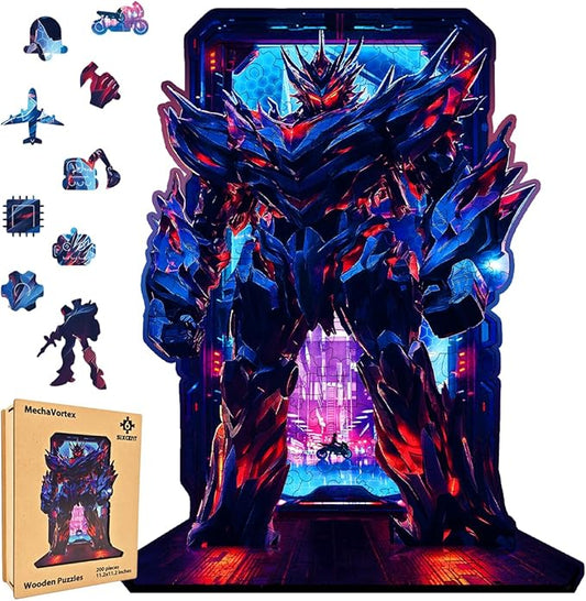 Wooden Jigsaw Puzzle, 200-500 Pieces Unique Shape Animal Puzzle, for Adults & Kids, Birthday Gift Family Game, Decorative Puzzle, Unique Gift (Robot Hero, 200 PCS)