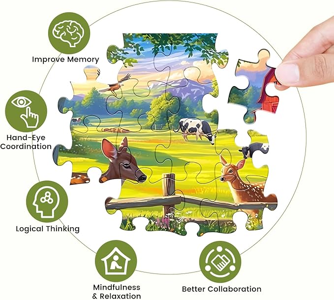 300 Pieces Puzzles for Adult Jigsaw Puzzle 300 Piece Children Elderly Puzzle Deer Cow Farm Puzzle Gift for Mom Dad Family Friend Family Activity Games Home Decor Wall Art 20.5x15IN