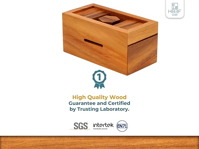 BSIRI Canopic Chest- Challenging Brain Teaser Wooden Box Mind Puzzles and Use as Money Box, Stash Box, Jewelry Box, 3D Puzzle Lock Box, Gift Card, Money Puzzle Box for Cash Gift