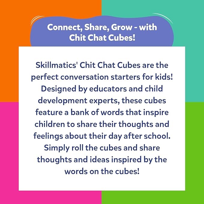 Skillmatics Conversation Cubes for Kids - 8 Foam Cubes for Social-Emotional Learning, Classroom & Back-to-School Supplies, Teacher Resources, Autism Tools, Gifts for Ages 4, 5, 6, 7 and Up