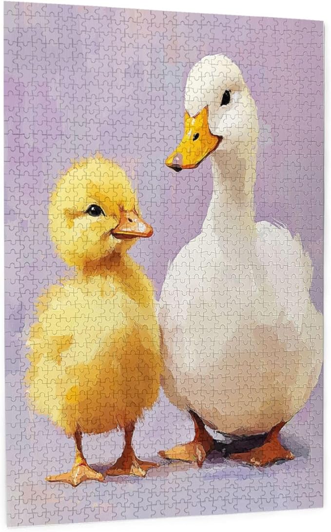 1000 Piece Wooden Jigsaw Puzzle for Adults,Adorable Chicks and Ducklings,Brain Training Challenge,Stress Relief Activity,Heartwarming Farmyard Artwork, Eco-Friendly Woodens Pieces