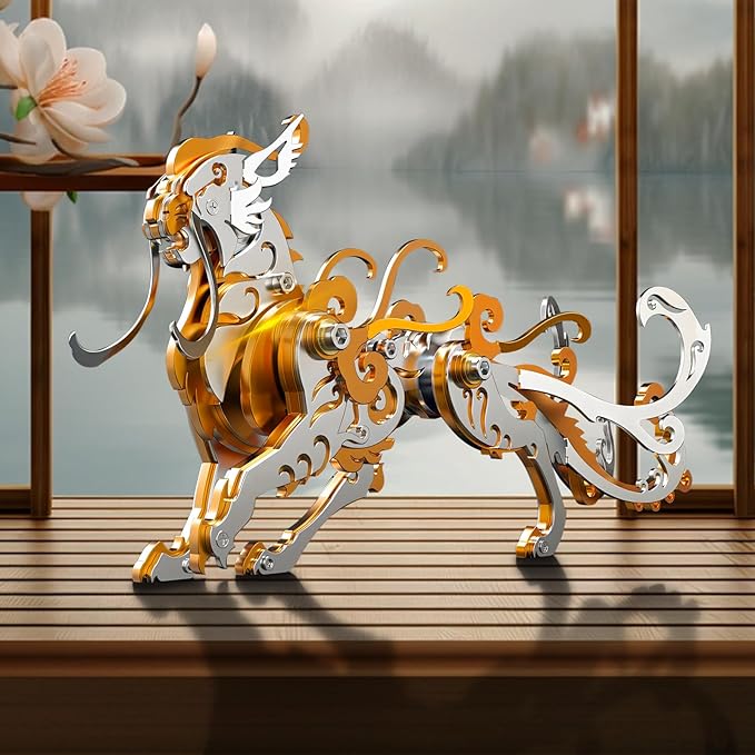 3D Metal Puzzles,3D Metal Puzzle for Adults,Mechanical Model Kit Orange Lu Wu,Steel 3D Puzzles Stainless Steel Ornaments for Adults Home Decor Art Craft Gifts Toys