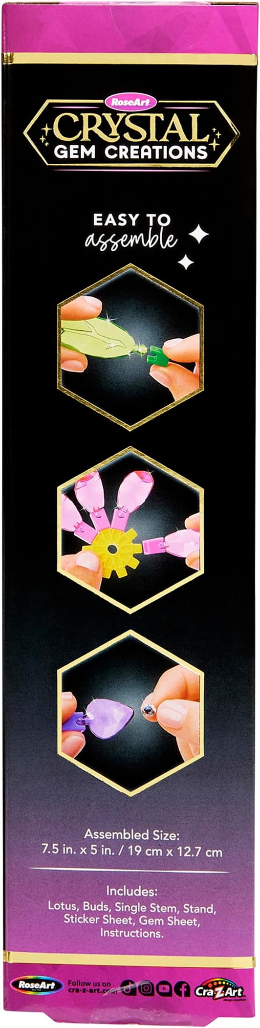RoseArt Crystal Gem Creations Blooming Lotus Flower Kit, 75+ Pieces, Great for Adults, Tweens and Children Ages 8+