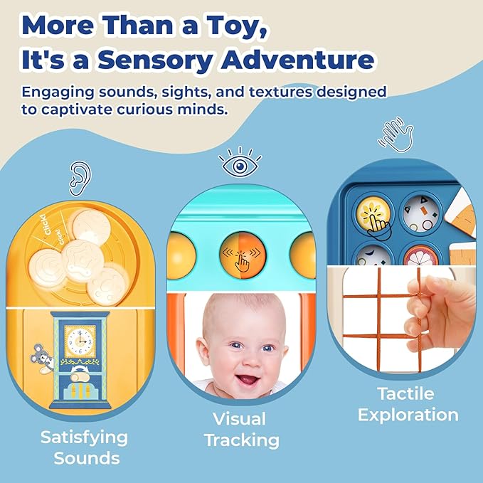Busy Board for 1 Year Old, Travel Toys for Toddlers 1-3, Montessori Toys for Airplane Car Road Trip Activities| Baby Travel Essential Busy Cube Birthday Gifts for Boys Girls