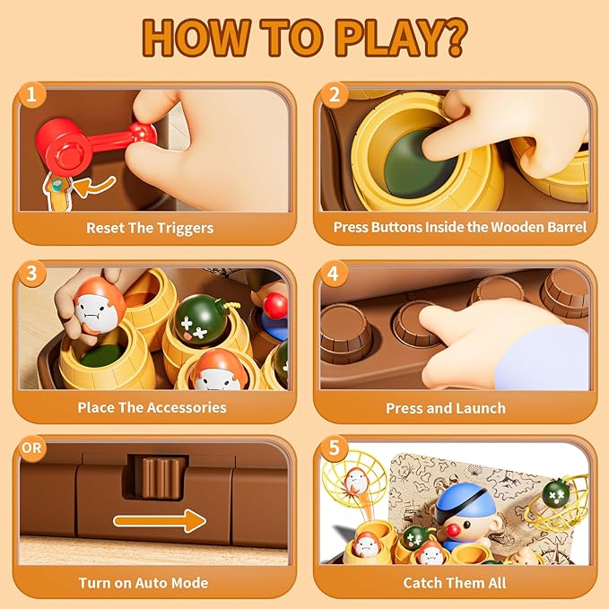 Pirate Bounce and Catch Games for Kids 3-5, Toddler Games for Kids 4-6, Birthday for 5-7 Boys and Girls, Family Toddler Board Games