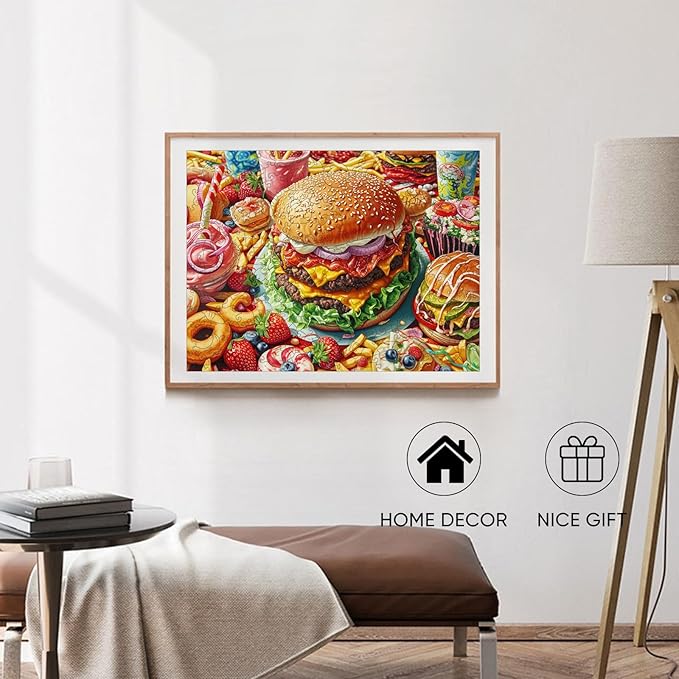 delobil Wooden Puzzles for Adults 500 Pieces,Hamburger Jigsaw Puzzles,Royal Size Unique Shaped Wood Puzzles Beautiful Gift Package, Creative Birthday Gift for Friends and Family 16.4''x12.4''