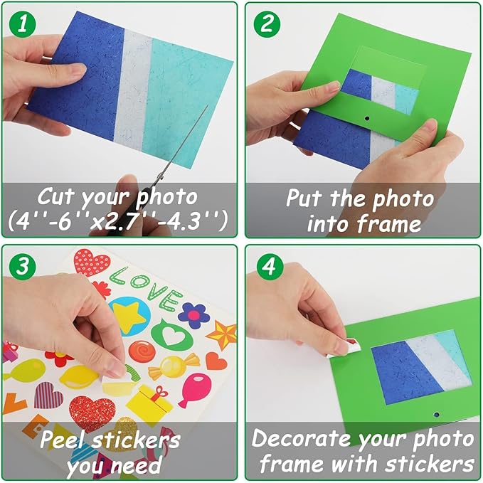 chiazllta 30 Packs Fall Crafts Picture Frame Paper Craft Kits for Kids DIY Picture Foam Frame Art Crafts Christmas Holiday Kindergarten Preschool School Classroom Activities Games