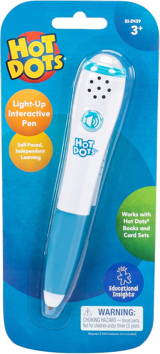 Educational Insights Hot Dots Light-Up Interactive Pen, Single Pen, Interactive Learning, Compatible With Any Hot Dots Set (Workbooks Not Included)