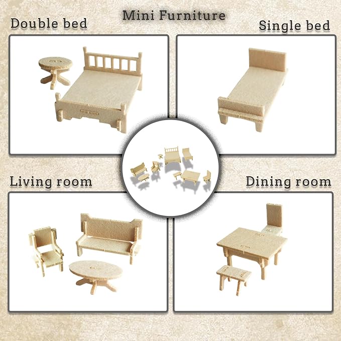 3D Puzzles for Kids, Different from Wooden Puzzles, Felt mini Furniture DIY Three-Dimensional Puzzle, Furniture Puzzle Toy Educational Game Set Gift