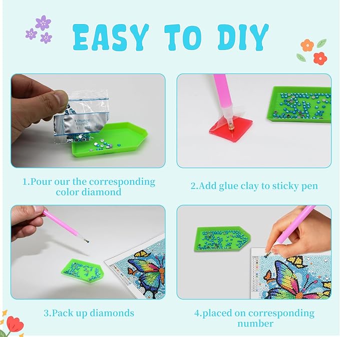 Libfx Diamond Art Kits for Kids 4 PCS Diamond Art for Girls Boys Beginners Arts and Crafts for Kids Ages 8-12 (Hedgehog Penguin Cat Dog)