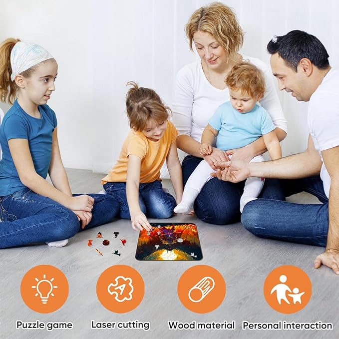 Wooden Jigsaw Puzzle, 200-500 Pieces Unique Shape Animal Puzzle, for Adults & Kids, Birthday Gift Family Game, Decorative Puzzle, Unique Gift (Eclipse of Valor, 200 PCS)