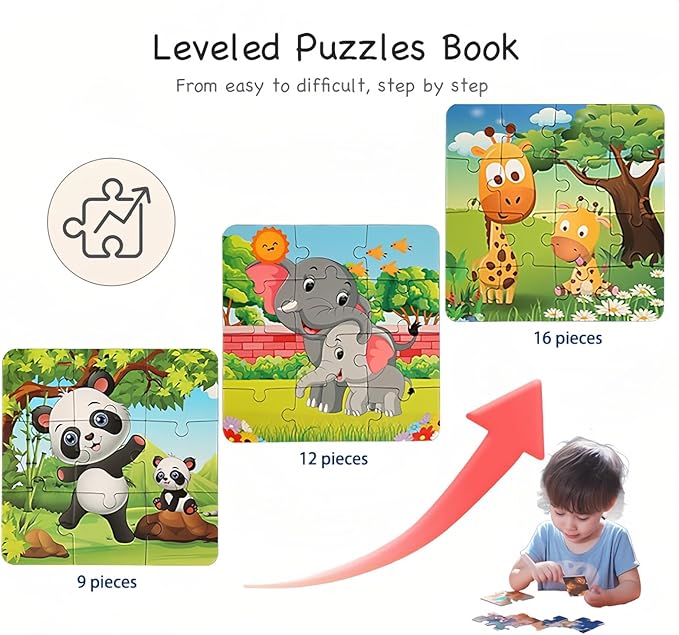 3 Pack Magnetic Puzzle Beginner, Childrens Puzzles Age 3-5, Puzzles for Kids Ages 2-4 4-8,Toddler Travel Toys, Preschool Learning Toys (3 Pack, Animals + Vehicles + Ocean)