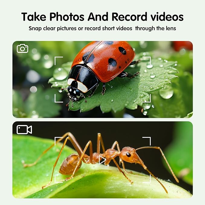 Microscope for Kids, Mini Portable Handheld Microscope with 500X Magnification, 200W Pixels, 2.0 High-Definition Screen for Birthday Christmas Educational Gifts Toys for 3 4 5 6 7 8 9 10 11 12 Kids