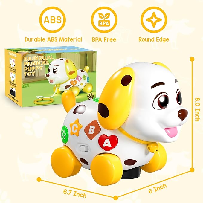 Toys for 1 Year Old Girl Gifts, Musical Baby Toys 6-12-18 Months, Bilingual Learning Toy for 1 Year Old, 1st Birthday Girl Boy Gift Presents, Music Toddlers Puppy for Infants 7 8 9 Months