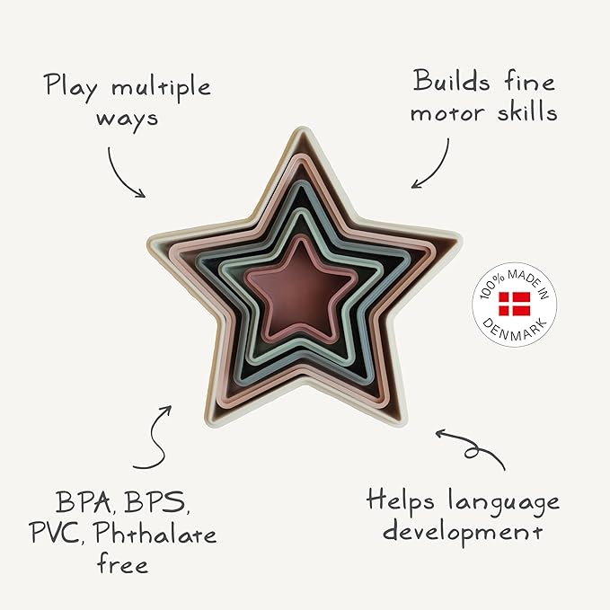 mushie Nesting Stars Toy | Made in Denmark (Retro)