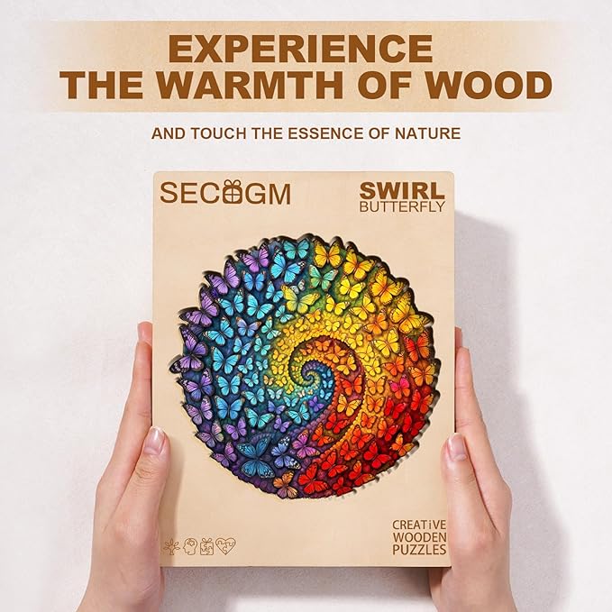 Wooden Puzzles for Adults - Swirl Butterfly Wood Puzzles Adult - Unique Animal Shape Wooden Jigsaw Puzzles for Adults - Birthday Gifts for Puzzle Lovers, Family (11.4 * 11.3in)