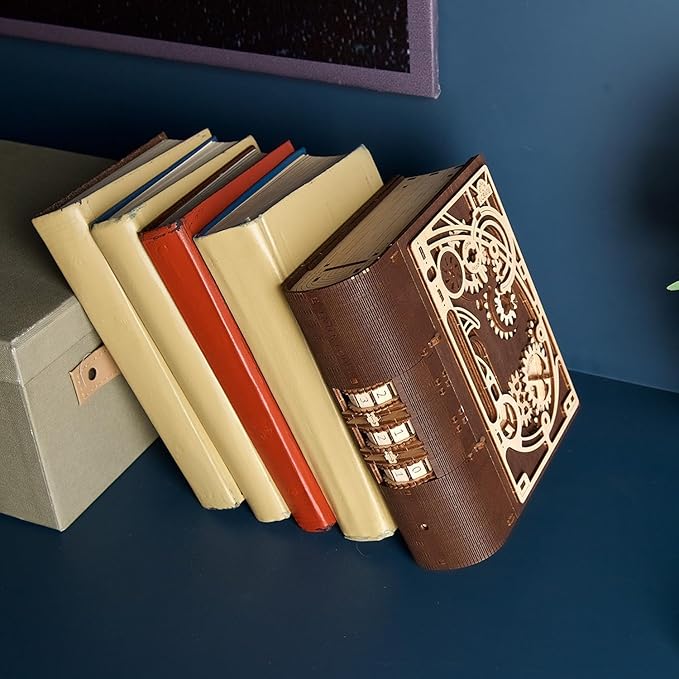 UGEARS Book of Secrets 3D Wooden Puzzles for Adults - Mechanical 3D Puzzle Model Kit - Brain Teaser Puzzles for Adults, DIY Adult Craft Model Building Kits, Wood Puzzle Box, Gift Hobby Set