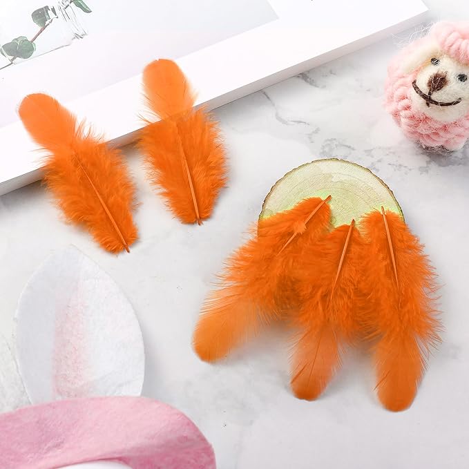 Soarer 300pcs Orange Rooster Feathers Bulk - 3-5inch Craft Feathers for Wedding Home Party, Dream Catcher Supplies and DIY Crafts(Orange)