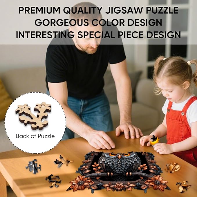 Wooden Puzzles for Adults 491 Pieces, Owl Wooden Jigsaw Puzzles, Animal Adult Puzzles, Irregular Wood Puzzles Creative Gift for Adults and Kids Family Brain Game, 16.5x16.1 inch