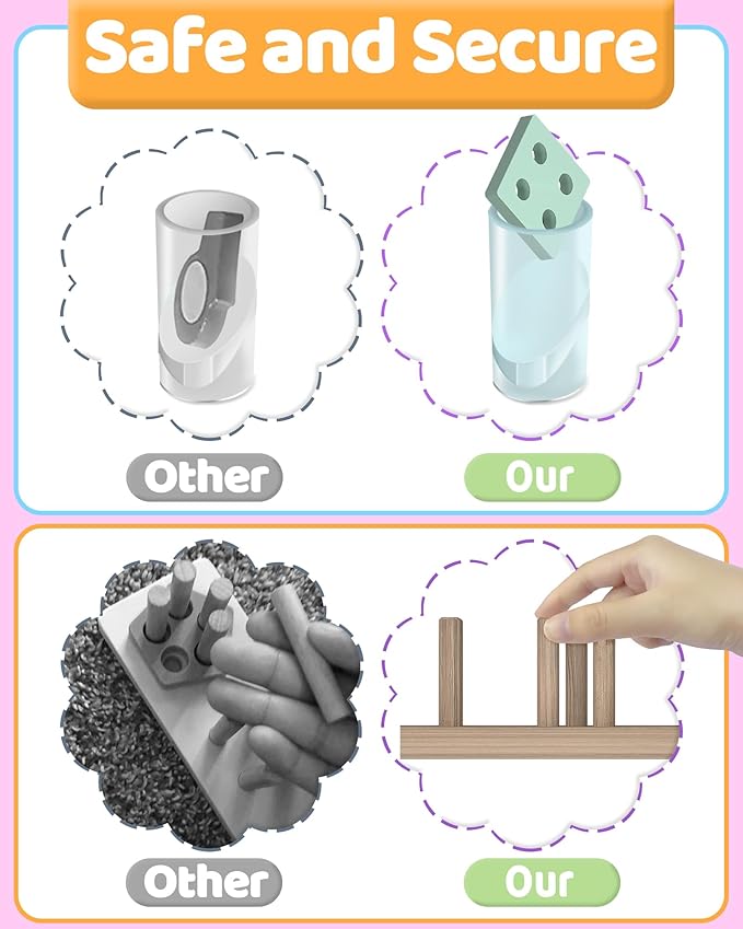 Montessori Toys for 1 2 Year Old Girl Boy, Toddler Toys 1 2 Year Old Girl Boy Birthday Gifts, Education Toddler Puzzles for Wooden Stacking Block Ages 1-3 2-4