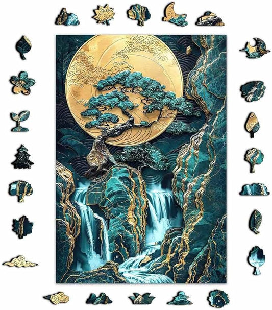 Crafthub Flowers Wooden Puzzles for Adults – A3 Golden Tree Harmony Puzzle with 249 Pieces Wood Puzzles – Jigsaw Puzzles with Unique Shapes – 15.4" x 10.6"