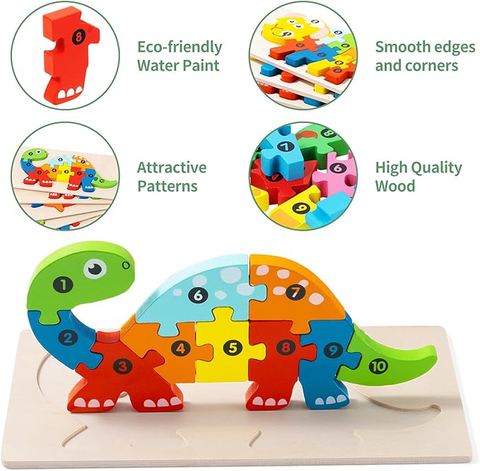 6 Pack Wooden Animal Toddler Puzzles for Kids Ages 3-5, Baby Montessori Toys for Kids Age 3 4 5 6 Years, 6 Animal Patterns Learning Jigsaw Toys for 3 Year Olds for Girl Boy Ideal Gift