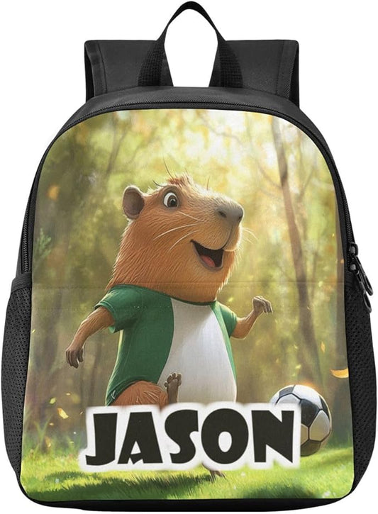 Soccer Capybara Toddler Backpack for Boys Girls 3-6 Kindergarten Bookbag for Elementary Mini Kids Bookbag for Preschool for Travel