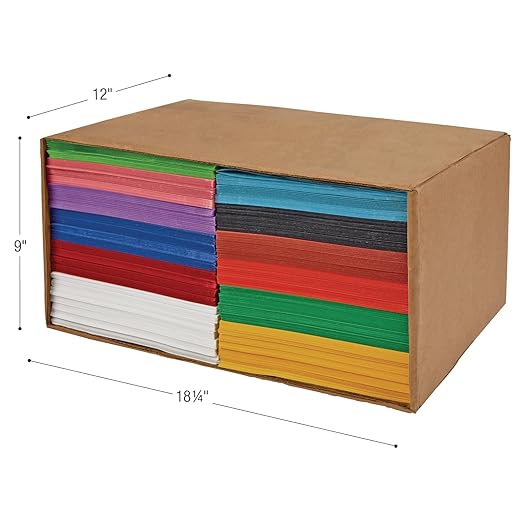 Colorations Construction Paper, Classroom Art Supplies, 9" x 12" Craft Paper 2200 Sheet Pack, Heavyweight Construction Paper, Bulk Packs, Assorted Colors, Drawing, Coloring, Painting, School Supplies