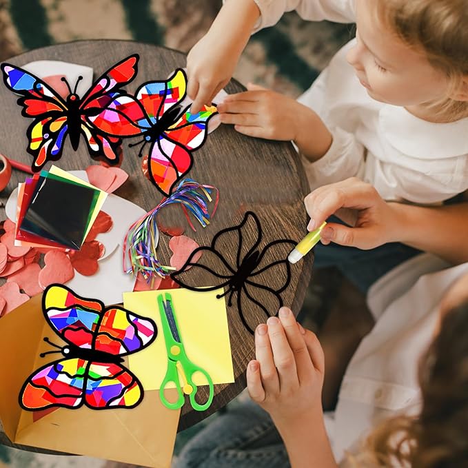 EggSun 36 Sets Butterfly Suncatchers Crafts Kit for Kids Ornaments Stained Glass Window Arts and Crafts Supplies for Classroom Holiday Birthday Projects Home Party Favors Decorations Ages 4 8 12