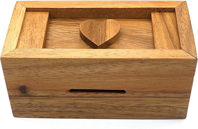 BSIRI Secret Heart Box- Secret Box Brain Teaser Wooden Puzzle Boxes with Hidden Compartments. Ideal Mystery Box, Money Box, Jewelry Box, 3D Puzzle Lock Box, Gift Card, and Money Puzzle Box