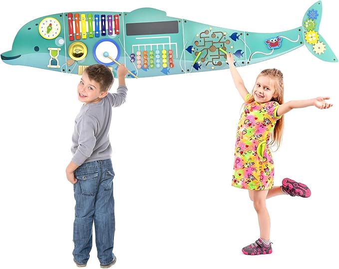 Activity Wall Busy Board Panels, Montessori Sensory Toys, Wall Activity Center, Educational Toy, Interactive Wooden Learning Toy for Toddler Playroom & Children's Daycare