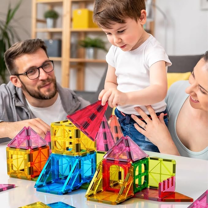 Jasonwell 57PCS Magnetic Tiles Building Blocks Set for Boys Girls Preschool Educational Magnet Construction Kit Stacking STEM Toys Christmas Birthday Gifts for Kids Toddlers 3 4 5 6 7 8 9 + Year Old