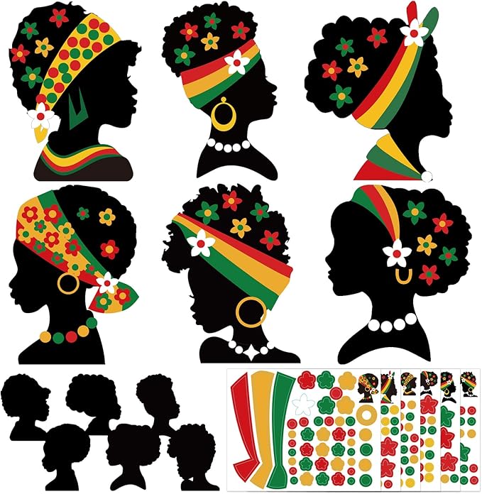 Cinrobiye 30 Sets Black History Month and Juneteenth Party Supplies Craft Kits, African American Ornaments Decorations DIY Sets BHM Festival Crafts Decor for Kente Party Classroom Activities