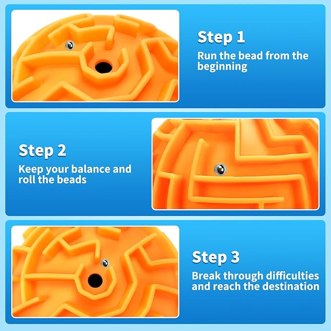 Hymaz 4 Pack 3D Puzzle Maze Ball, Magic Brain Teaser Puzzles Maze Game for Adults & Kids, Memory Sequential Gravity Cube Balls Educational Toys Family Play- Easy & Medium & Hard Challenges