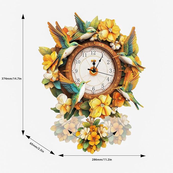 3D Wooden Puzzles for Adults Hummingbird Clock - Wall ‌‌Clock Puzzle Xmas Room Model Building Kit Creative Art Craft Gift Home Decor for DIY Enthusiasts, Brain Teaser Building Set Birthday Gifts
