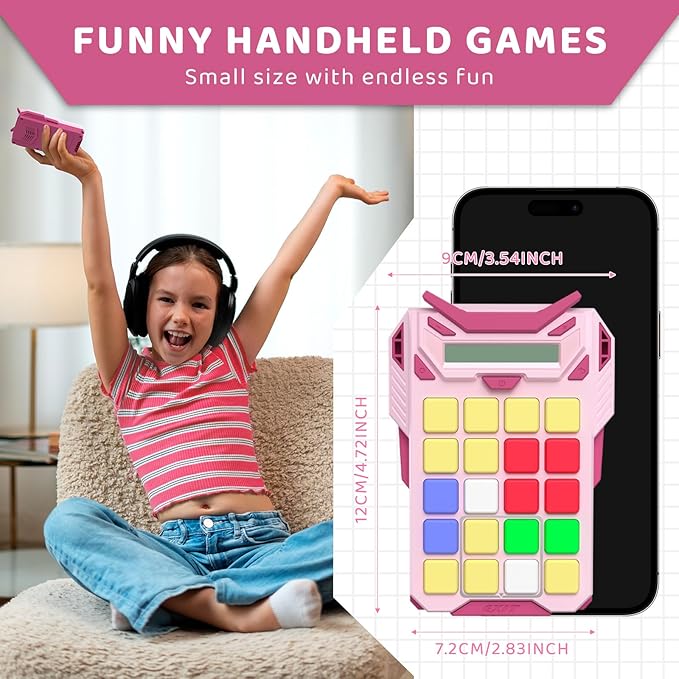 Logical Super Slide Puzzle, Hand Held Travel Games for Kids and Adults, Brain Teaser Toys Road Trip Activities for Boys and Girls, Birthday Easter Basket Stuffers (Pink)