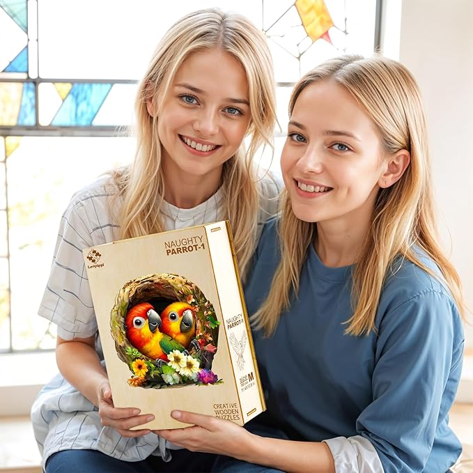 Wooden Puzzles for Adults, Wooden Jigsaw Puzzles for Adults Kids, Naughty Parrot-1 Unique Shaped Wood Puzzles Adult, Creative Birthday Gifts for Friends Family Game (11.4 * 10.8in 190pcs)