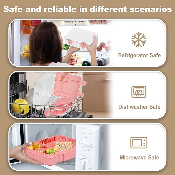 Chill Bento Lunch Box for Kids Adult with Ice Pack Keep Food Cold Fresh 5-Compartment Reusable Leak Proof Lunch Container for Girl Boy School Dishwasher & Freezer Safe