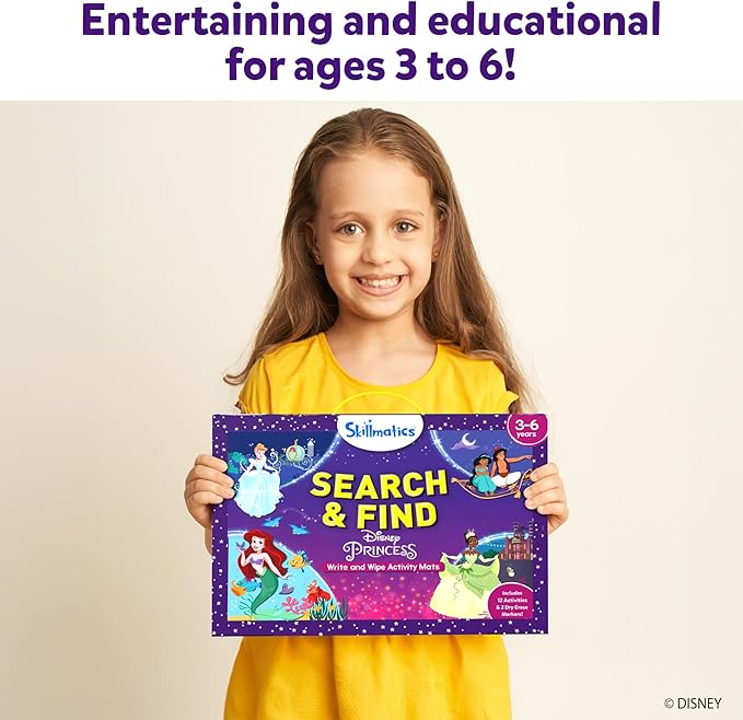 Skillmatics Search and Find Disney Princess Educational Game - Reusable Preschool Learning Activities, Perfect for Toddlers & Kids Who Love Toys, Art & Crafts, Gifts for Boys & Girls Ages 3, 4, 5, 6